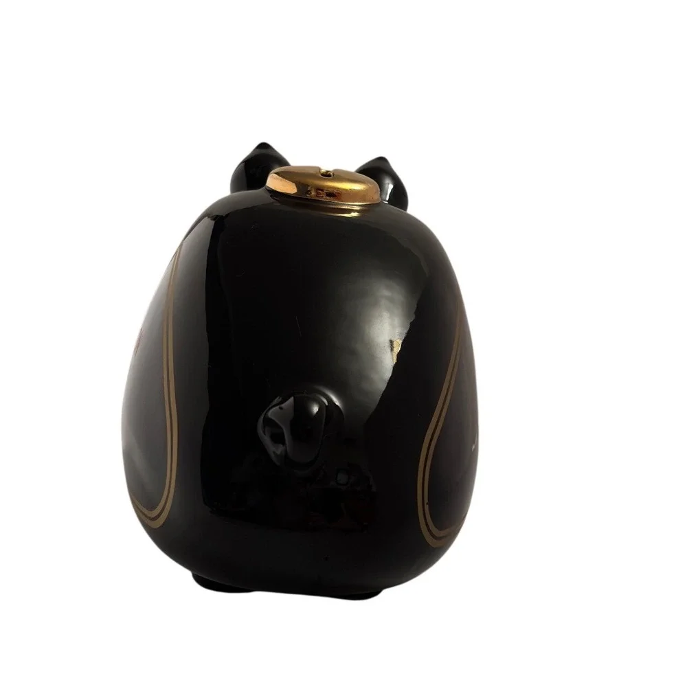 VTG Harley Davidson Piggy Bank Black Ceramic Motorcycle Gas Tank Style Coin Bank
